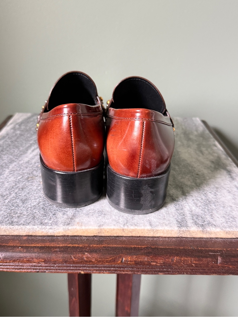 Prada Brown Leather Studded Loafers - Size 36.5 - Picture 6 of 8